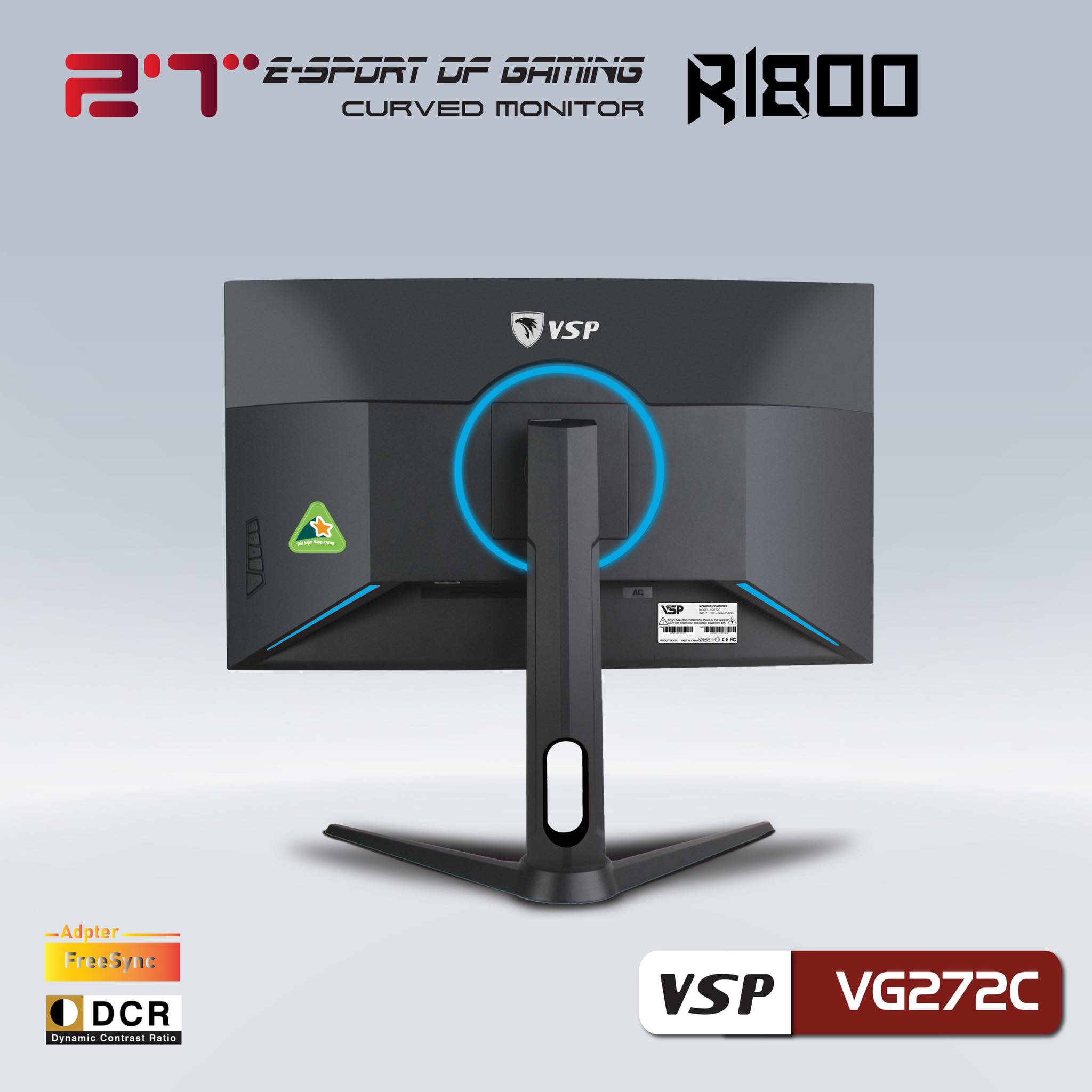 Màn Hình Gaming VSP VG272C (27", FHD, VA, 165Hz, 12ms, 300nits, HDMI+DP, Cong)