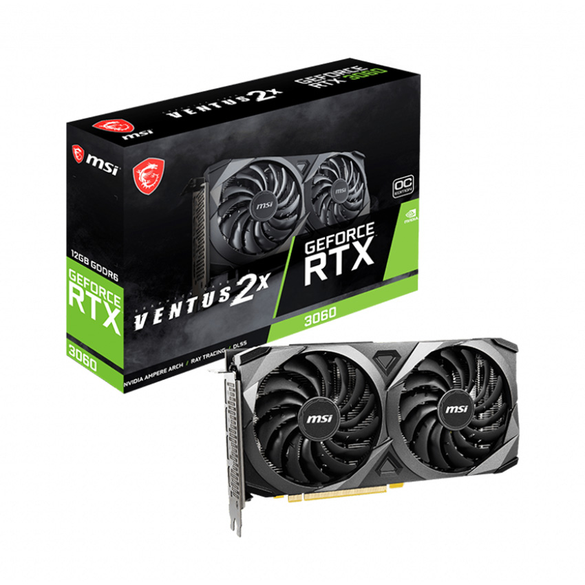 Card màn hình MSI RTX 3060 VENTUS 2X OC 12 GB (12GB GDDR6, 192-bit, HDMI +DP, 1x8-pin) 